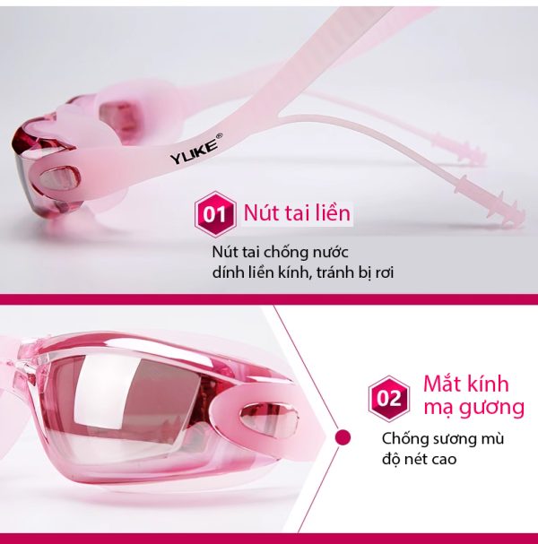 Kính Bơi YLIKE Tráng Gương Kèm Nút Tai Liền - Hình ảnh 4