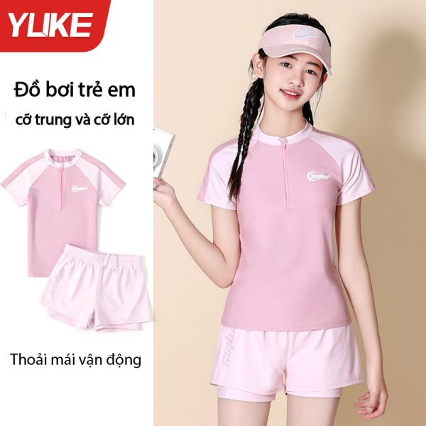 Bộ Đồ Bơi Bé Gái YLIKE Cộc Tay Có Đệm Ngực - Hình ảnh 2