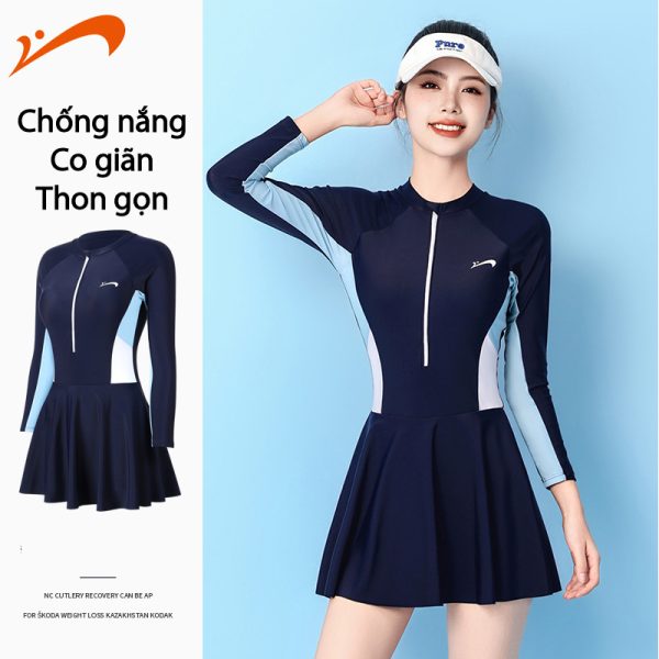 Đồ Bơi Nữ YLIKE Dài Tay Váy Quần Boxer 2 Lớp - Hình ảnh 2