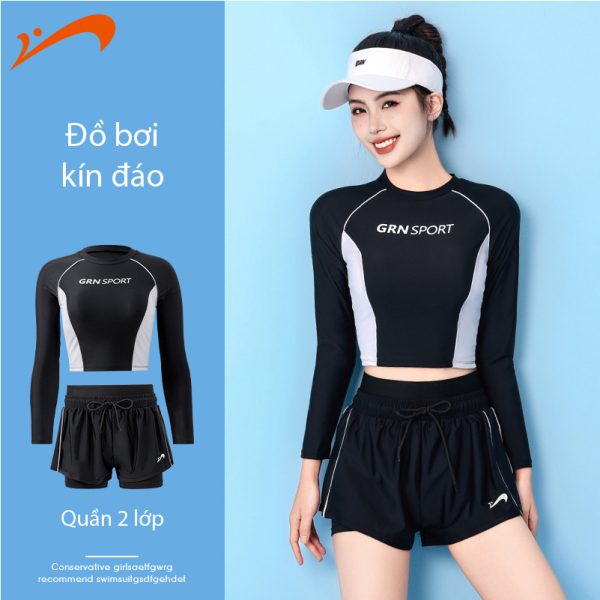 Đồ Bơi Nữ YLIKE Dài Tay Có Đệm Ngực Quần 2 Lớp - Hình ảnh 5