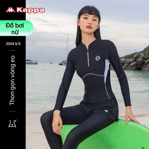Đồ Bơi Nữ Kappa Dài Tay Chống Tia UV Có Đệm Ngực Quần 2 Lớp Kín Đáo