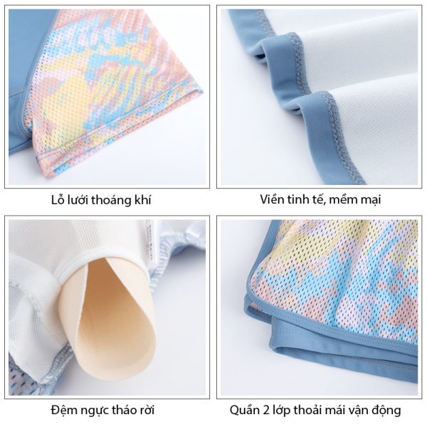 Đồ Bơi Nữ YLIKE Cộc Tay Quần 2 Lớp Có Đệm Ngực - Hình ảnh 5