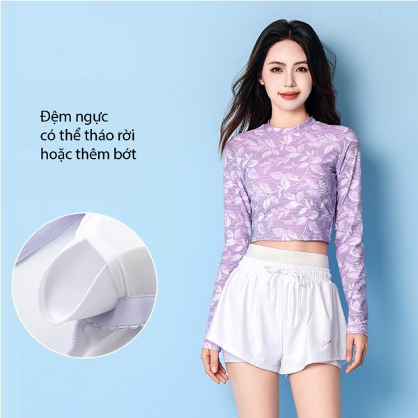 Đồ Bơi Nữ YLIKE Croptop Dài Tay Quần 2 Lớp - Hình ảnh 4
