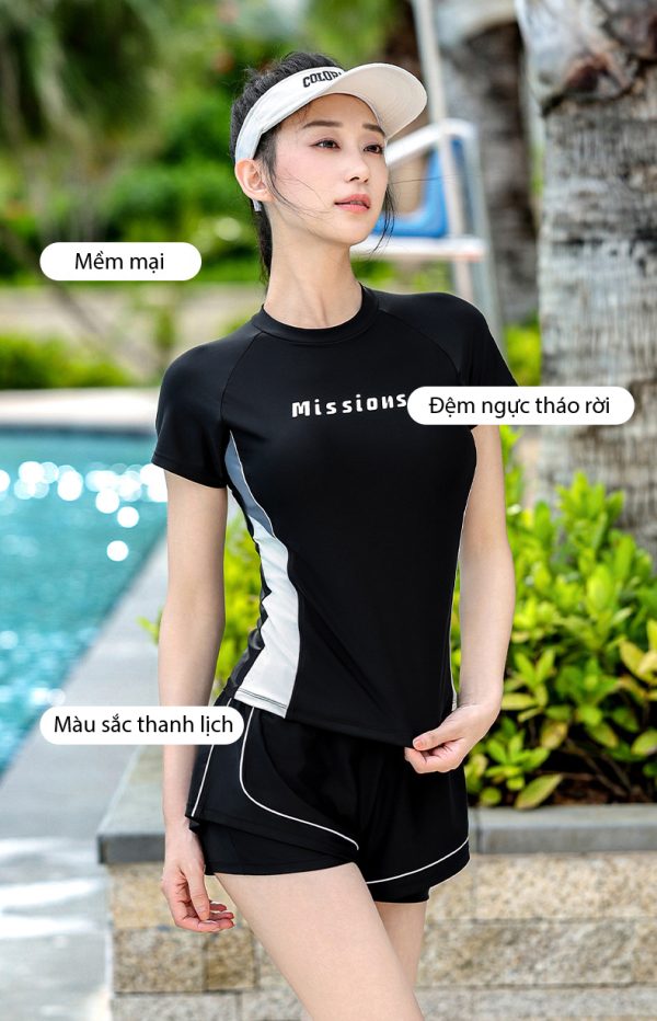 Đồ Bơi Nữ YLIKE Cộc Tay Có Đệm Ngực Quần 2 Lớp Kín Đáo - Hình ảnh 5
