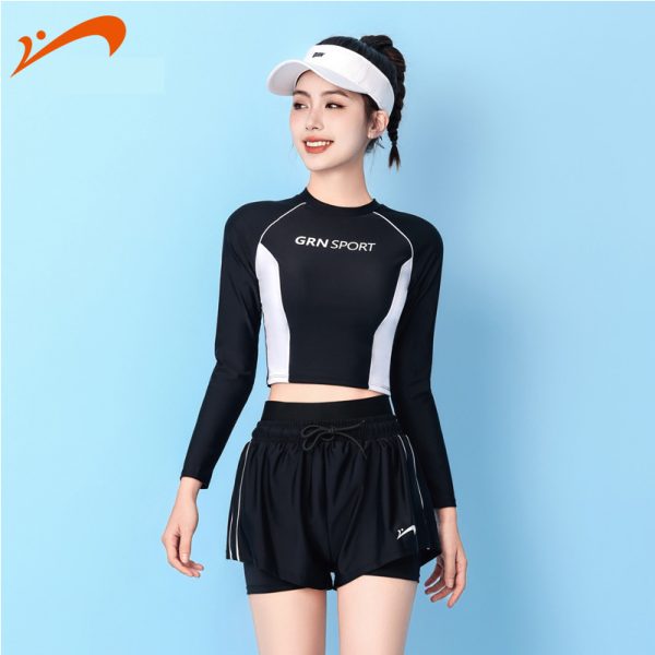 Đồ Bơi Nữ YLIKE Dài Tay Có Đệm Ngực Quần 2 Lớp