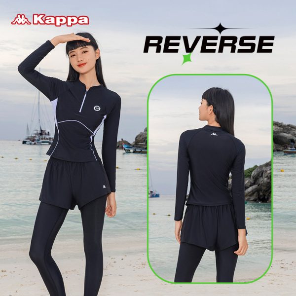 Đồ Bơi Nữ Kappa Dài Tay Chống Tia UV Có Đệm Ngực Quần 2 Lớp Kín Đáo - Hình ảnh 3