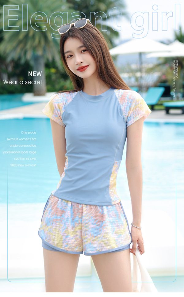 Đồ Bơi Nữ YLIKE Cộc Tay Quần 2 Lớp Có Đệm Ngực - Hình ảnh 11