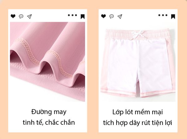 Bộ Đồ Bơi Bé Gái YLIKE Cộc Tay Có Đệm Ngực - Hình ảnh 4