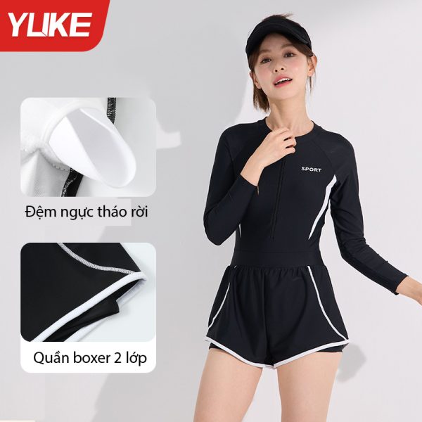 Đồ Bơi Nữ Dài Tay YLIKE Có Đệm Ngực Quần - Hình ảnh 3