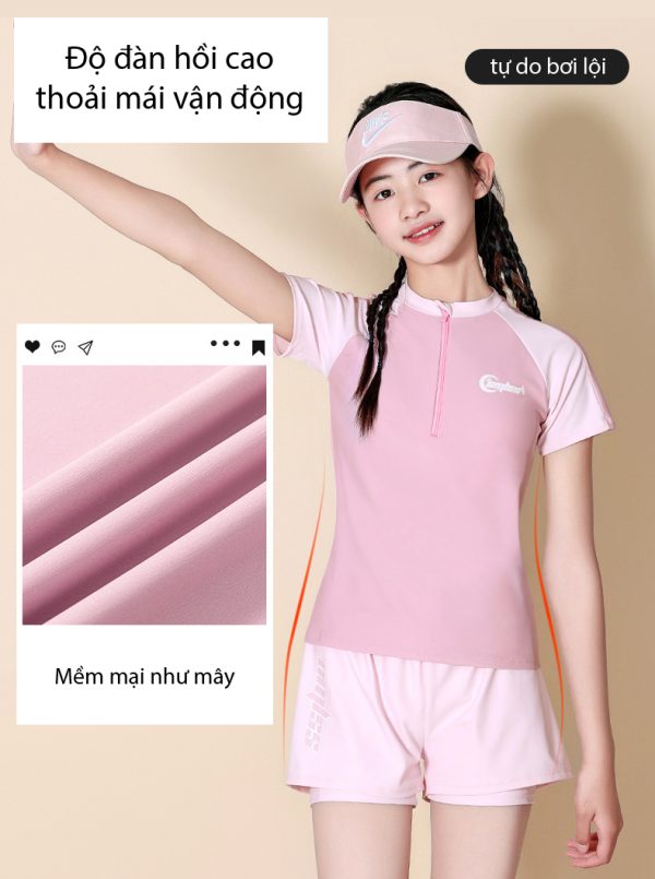 Bộ Đồ Bơi Bé Gái YLIKE Cộc Tay Có Đệm Ngực - Hình ảnh 5