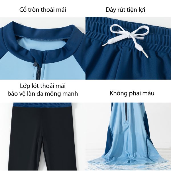 Đồ Bơi Giữ Nhiệt Cho Bé YLIKE Dài Tay Quần Dài 2 Lớp - Hình ảnh 6