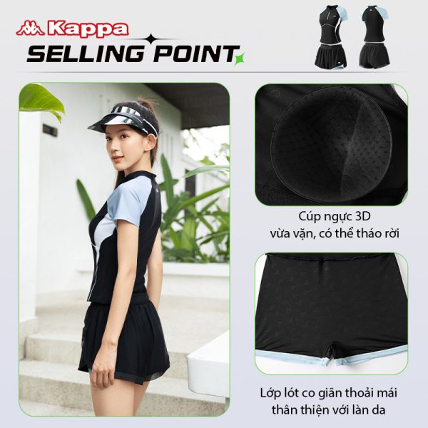 Đồ Bơi Nữ Kappa Cộc Tay Chống Tia UV Có Đệm Ngực - Hình ảnh 3