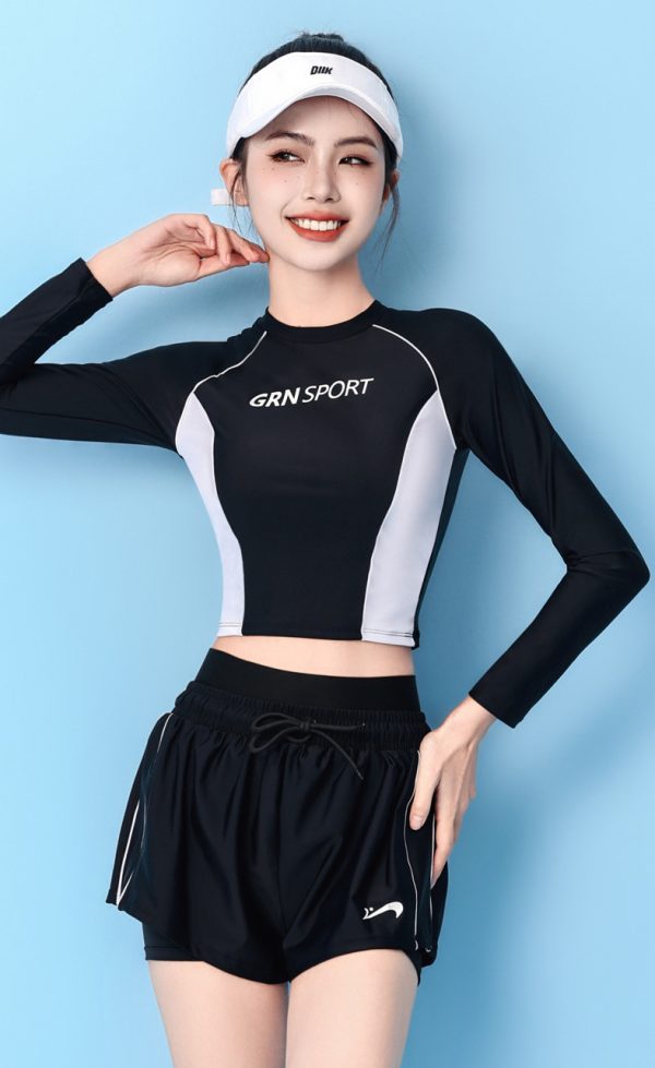 Đồ Bơi Nữ YLIKE Dài Tay Có Đệm Ngực Quần 2 Lớp - Hình ảnh 9
