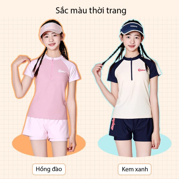 Bộ Đồ Bơi Bé Gái YLIKE Cộc Tay Có Đệm Ngực - Hình ảnh 11