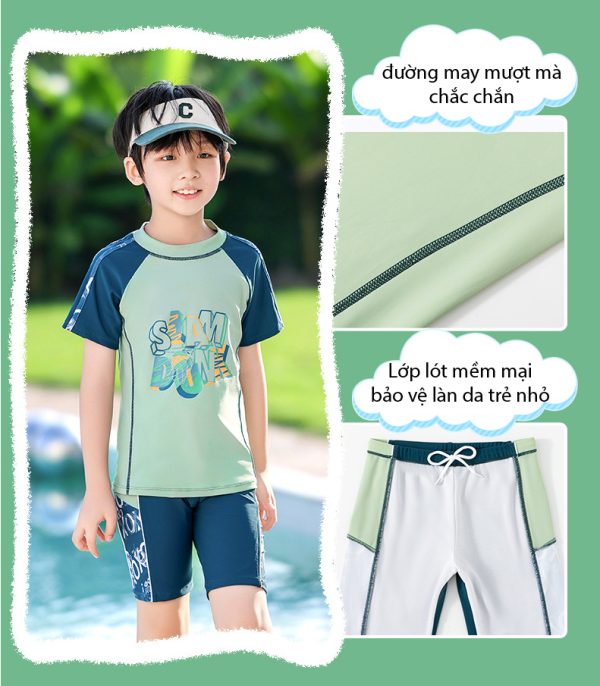 Bộ Đồ Bơi Bé Trai YLIKE Cộc Tay Slam Dunk - Hình ảnh 3