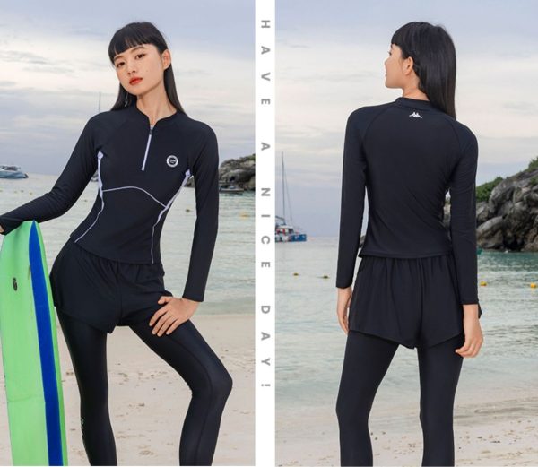 Đồ Bơi Nữ Kappa Dài Tay Chống Tia UV Có Đệm Ngực Quần 2 Lớp Kín Đáo - Hình ảnh 8