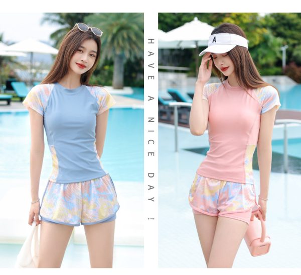 Đồ Bơi Nữ YLIKE Cộc Tay Quần 2 Lớp Có Đệm Ngực - Hình ảnh 7