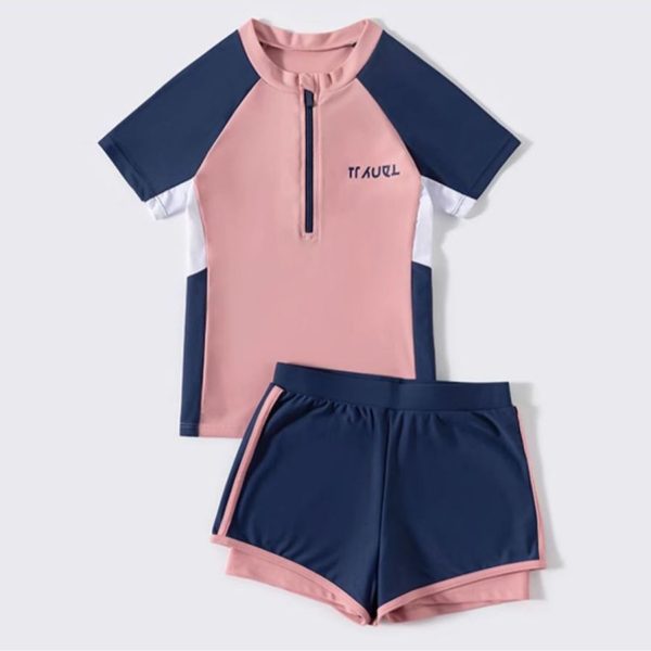 Đồ Bơi Cho Bé Gái YLIKE Cộc Tay Quần 2 Lớp Tích Hợp Đệm Ngực - Hình ảnh 3