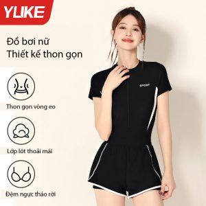 Đồ Bơi Nữ YLIKE Cộc tay Quần 2 Lớp Thon Gọn Vòng Eo Bộ Bơi Nữ Kín Đáo Chống Nắng