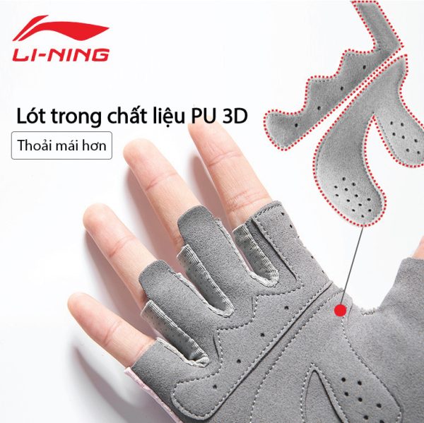 Găng Tay Tập Gym Nam Nữ LI-NING 1 Đôi Bao Tay Hở Nửa Ngón - Hình ảnh 3