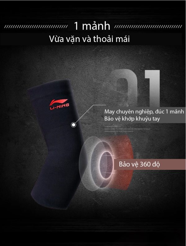 Băng Khuỷu Tay Thể Thao LI-NING Thấm Mồ Hôi Thoáng Khí Bảo Vệ Khuỷu Tay - Hình ảnh 3