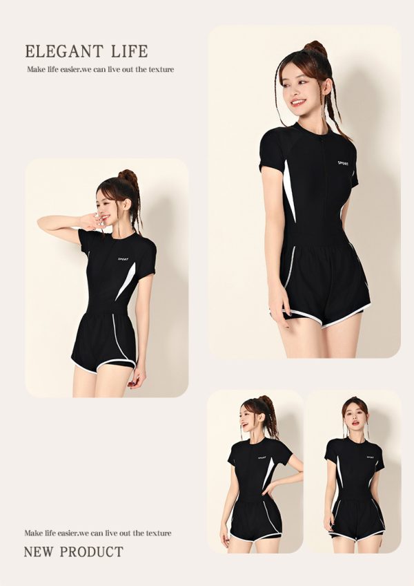 Đồ Bơi Nữ YLIKE Cộc tay Quần 2 Lớp Thon Gọn Vòng Eo Bộ Bơi Nữ Kín Đáo Chống Nắng - Hình ảnh 4