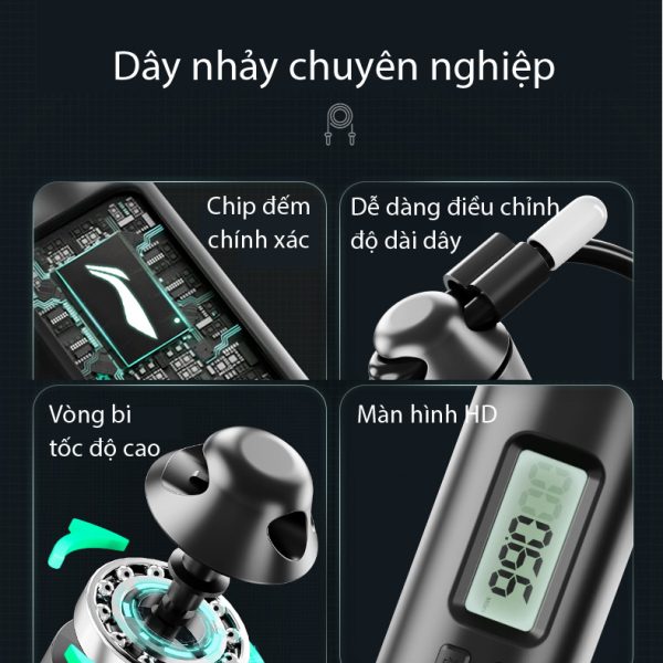Dây Nhảy Đếm Bước LI-NING Tặng Túi Đựng Cho Trẻ Em Và Người Lớn - Hình ảnh 6