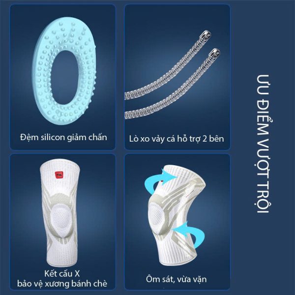 Bó Gối Thể Thao LI-NING Đệm Silicon Dày Lò Xo 2 Bên Bảo Vệ Đầu Gối - Hình ảnh 2